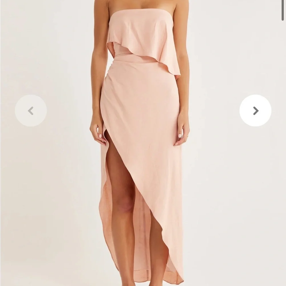 Rumer The Label Revolve Cascade Pink Midi Linen Blend Dress Size XS Retails $349 - Picture 3 of 13